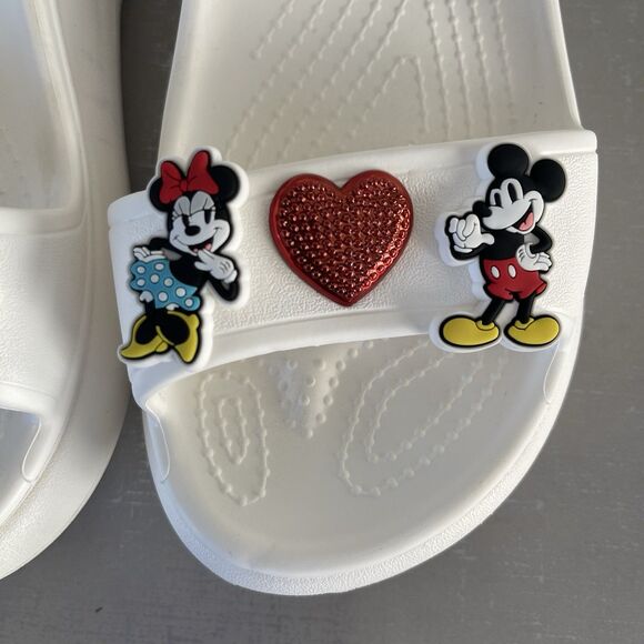 CROCS Classic Crush Platform Sandal Chunky Slides Mickey Minnie Disney Charms W8 - Picture 4 of 13
